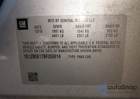 2011 Chevrolet Malibu Ls from USA, damaged, VIN 1G1ZB5E17BF269914